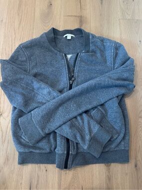 James Perse women’s Gray Zip-Front Bomber Sweater